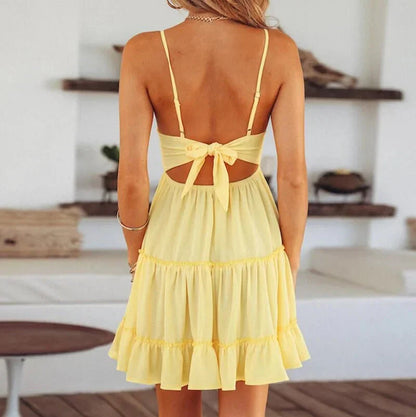BACKLESS LAYERS BOHO MINI A-LINE DRESS
