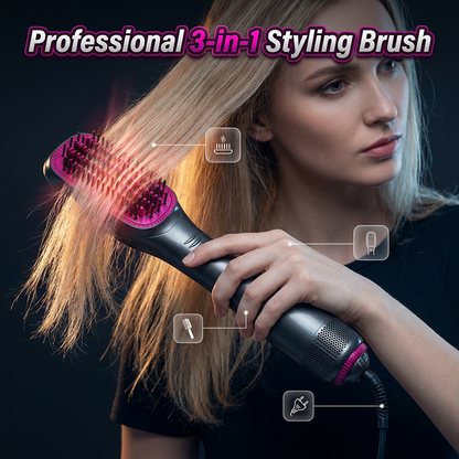 💇‍♀️ 50% OFF NOW! 💨 3-in-1 Hot Air Brush – Straighten, Curl & Volumize Without Heat Damage ✨