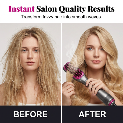 💇‍♀️ 50% OFF NOW! 💨 3-in-1 Hot Air Brush – Straighten, Curl & Volumize Without Heat Damage ✨