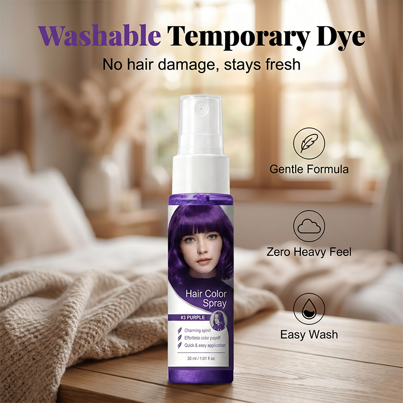 🥳2026 HOT SALE🥳💞50K+ SOLD!💨🌈 50% OFF! Temporary Hair Color Spray – Instant purple highlights, washable & gentle. No residue, no damage. Try a new look today! 🌟💜