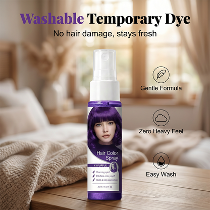 🥳2026 HOT SALE🥳💞50K+ SOLD!💨🌈 50% OFF! Temporary Hair Color Spray – Instant purple highlights, washable & gentle. No residue, no damage. Try a new look today! 🌟💜