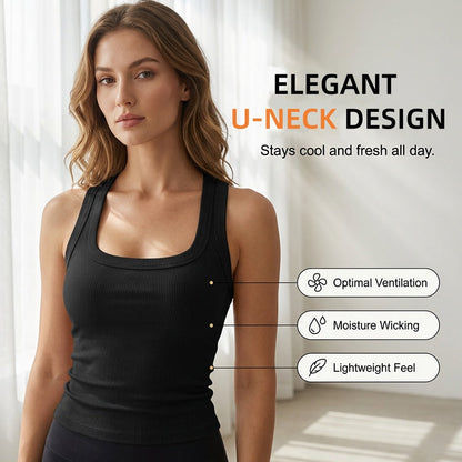 Women's Ribbed U-Neck Slim Fit Tank Top