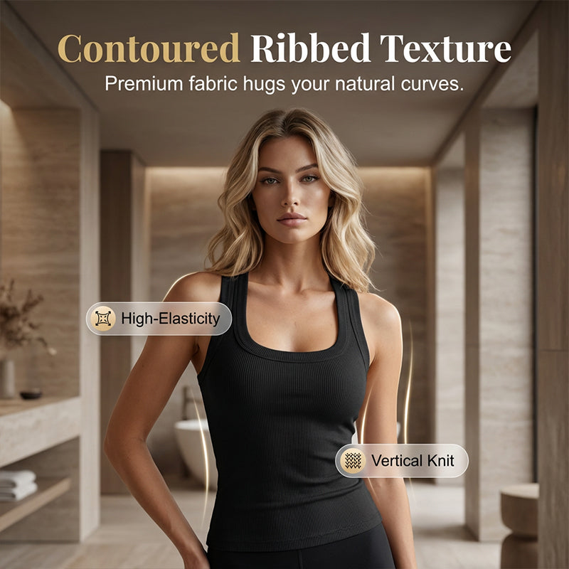Women's Ribbed U-Neck Slim Fit Tank Top