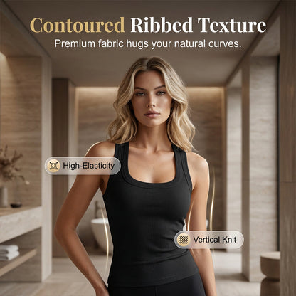 Women's Ribbed U-Neck Slim Fit Tank Top