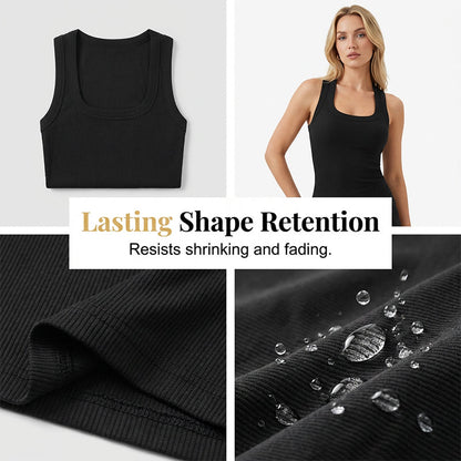 Women's Ribbed U-Neck Slim Fit Tank Top
