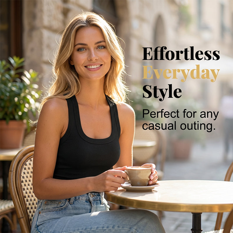 Women's Ribbed U-Neck Slim Fit Tank Top