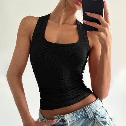 Women's Ribbed U-Neck Slim Fit Tank Top