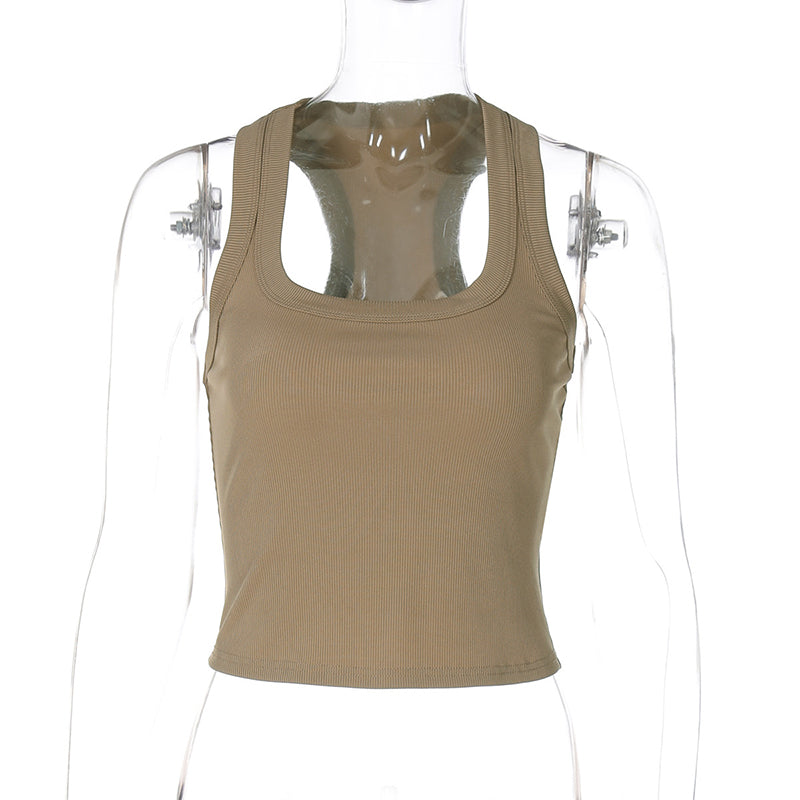 Women's Ribbed U-Neck Slim Fit Tank Top