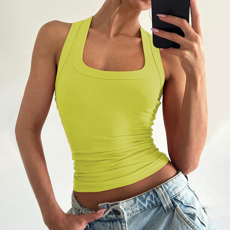 Women's Ribbed U-Neck Slim Fit Tank Top