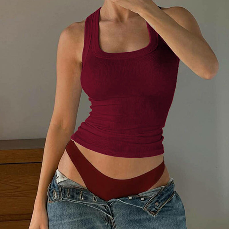 Women's Ribbed U-Neck Slim Fit Tank Top
