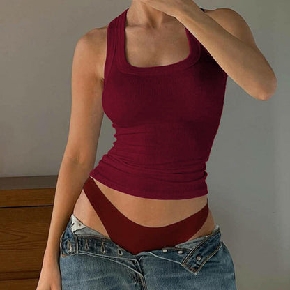 Women's Ribbed U-Neck Slim Fit Tank Top
