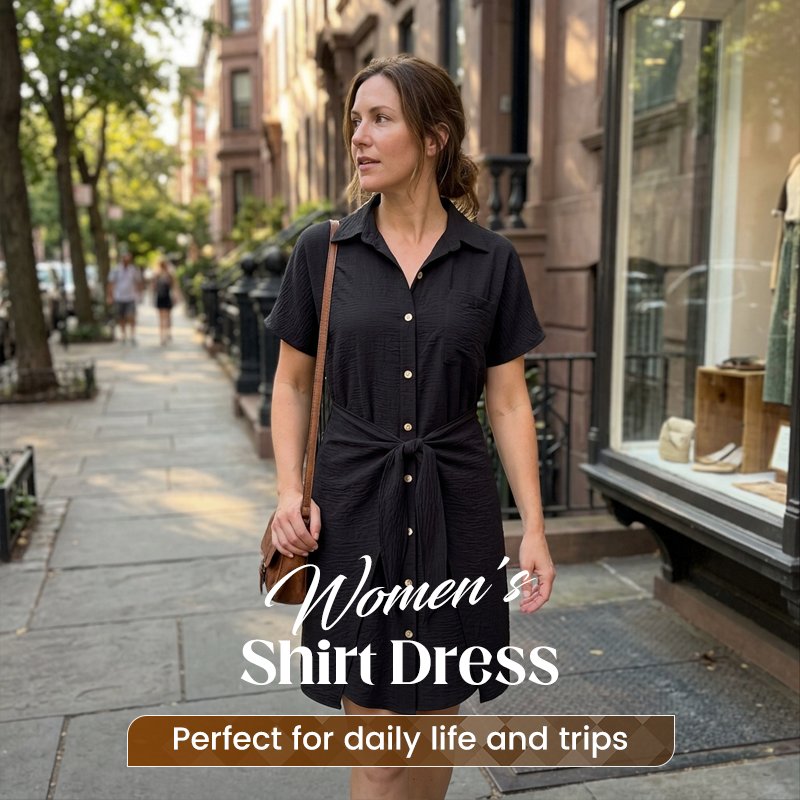 Women's Summer Short Sleeve Shirt Dress