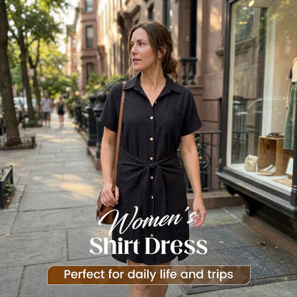 Women's Summer Short Sleeve Shirt Dress