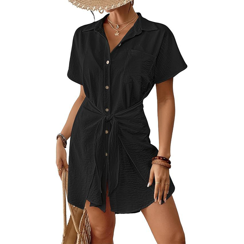 Women's Summer Short Sleeve Shirt Dress