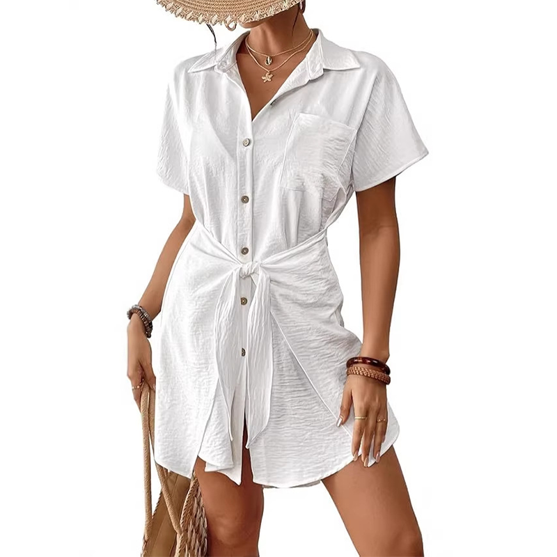 Women's Summer Short Sleeve Shirt Dress