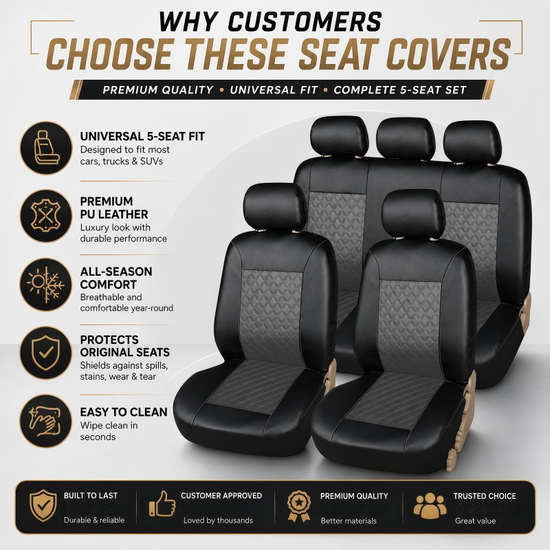 Universal PU Leather Car Seat Cover Set