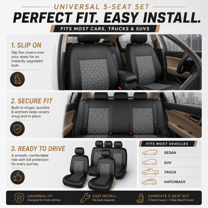 Universal PU Leather Car Seat Cover Set
