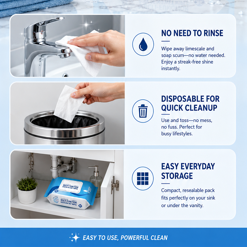 🔥Amazing Offer Buy 3 Get 2 Free！💦Wipe clean instantly, cleans everything！✨️Multi-function Bathroom Descaling Cleaning Wipes