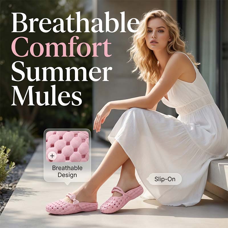 📢 🎀LAST DAY SALE – ONLY ￡12.99‼️👡Breathable Bow Mules | Stylish Soft Slip‑On Mule Shoes✨