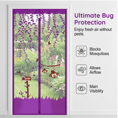 Anti-Mosquito Mesh Door with Monkey Pattern