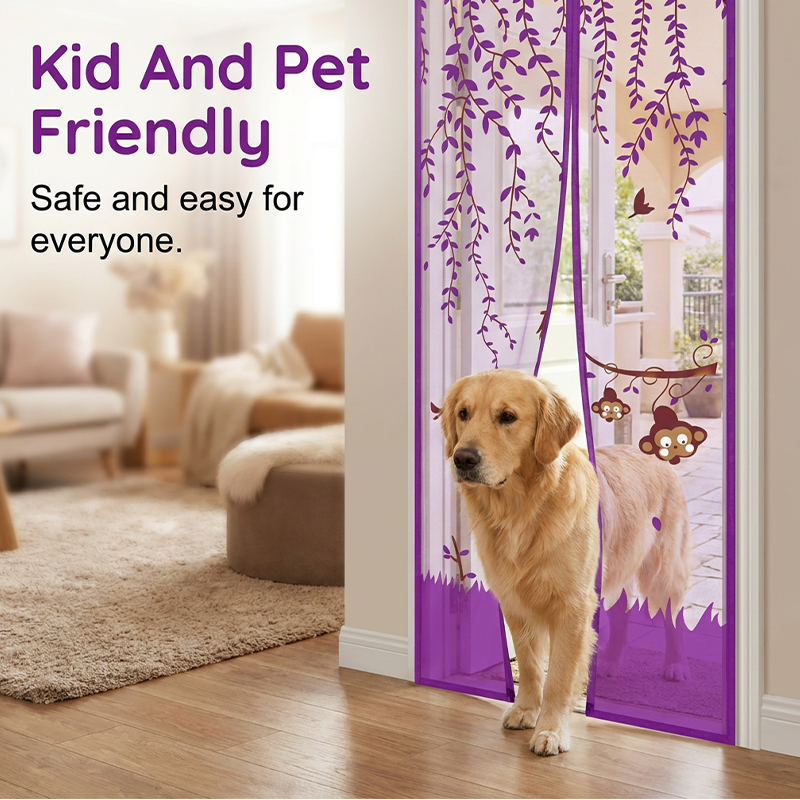 Anti-Mosquito Mesh Door with Monkey Pattern