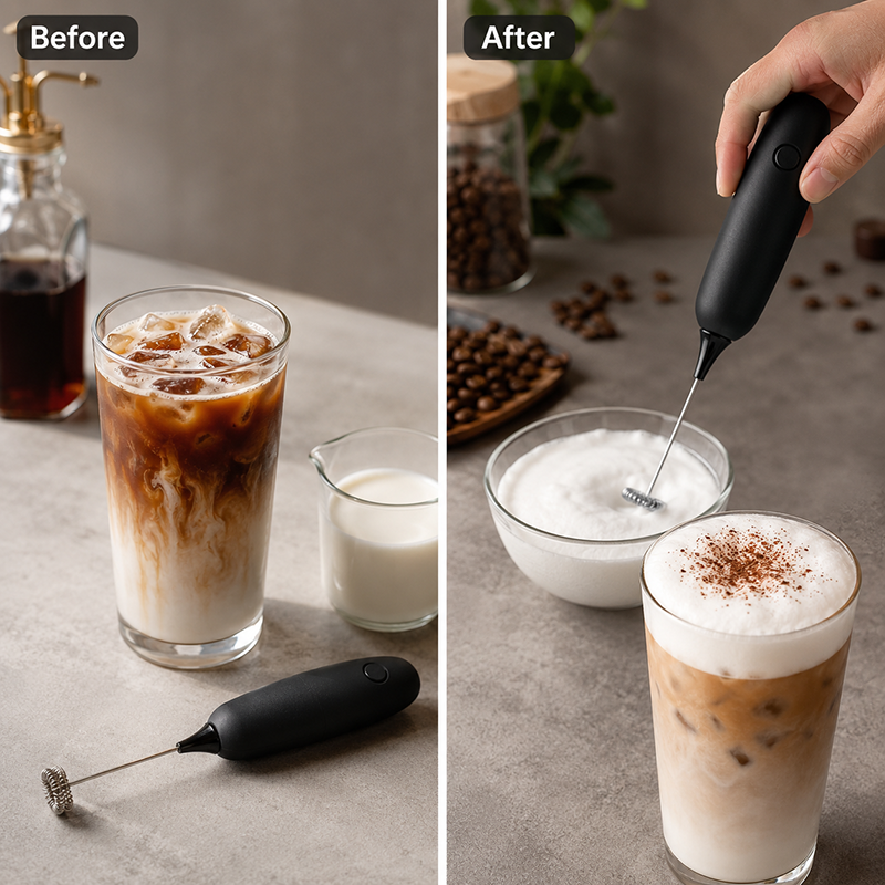 Handheld Electric Milk Frother and Coffee Stirrer