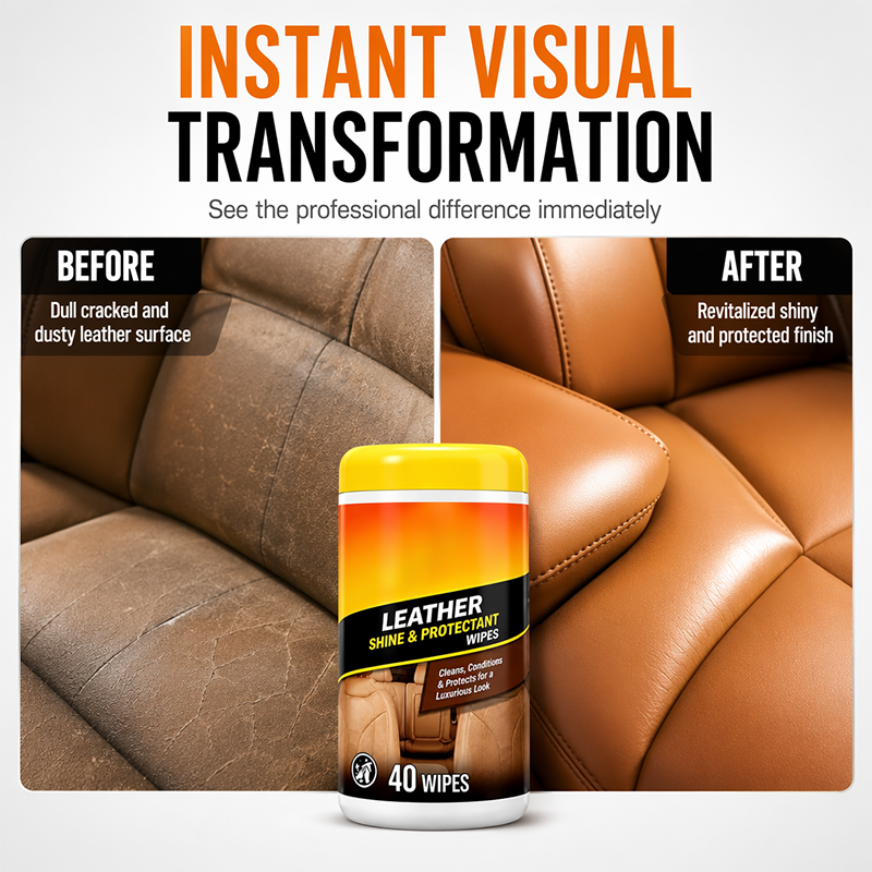 🚗 LIMITED-TIME 50% OFF! 3-in-1 Car Leather Care Wipes, Cleans Conditions & UV Protection Interior Cleaner Wipes