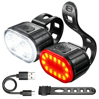 📢📢50% OFF !! ⏰USB Rechargeable Bike Light Set