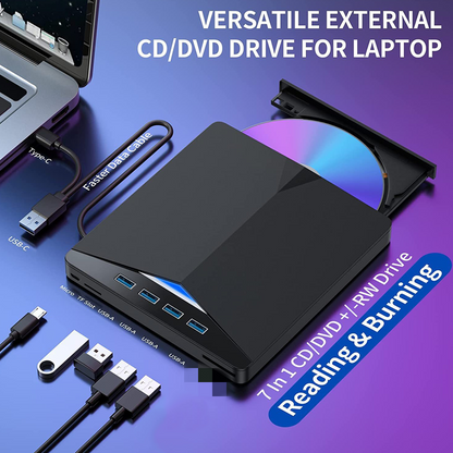 External DVD Drive USB 3.0 & Type-C CD Burner