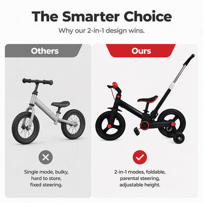 🎉 LIMITED TIME 50% OFF! 🚲 2-in-1 Convertible Kids' Tricycle and Balance Bike with Parent Push Handle – Grows with Your Child 🛴