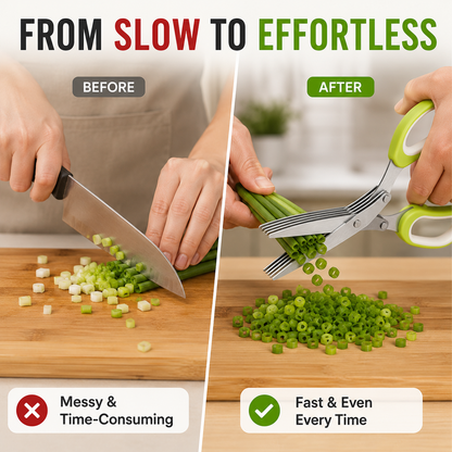 🌿 5-Blade Herb Scissors – Fast Kitchen Chopper For Fresh Herbs & Seasonings