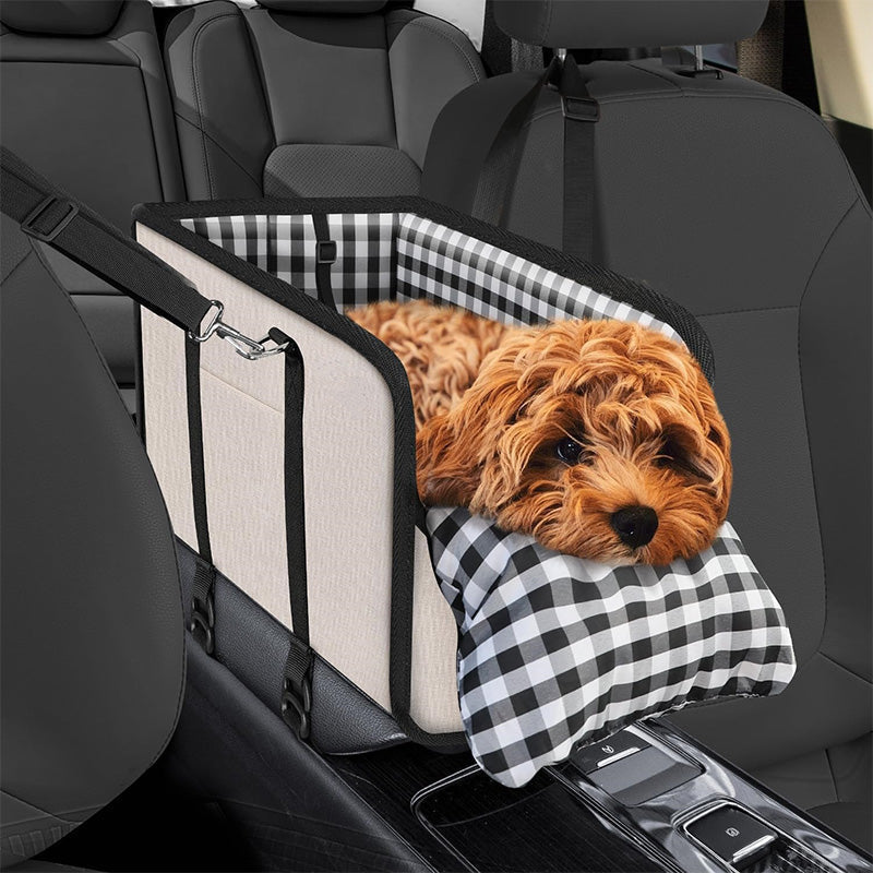 🐶50% OFF NOW! Secure Travel Pet Booster – Portable Dog Car Seat Booster, Safety Harness Included Soft Padded Pet Travel Carrier for Small & Medium Dogs, Fits Car Front Seats