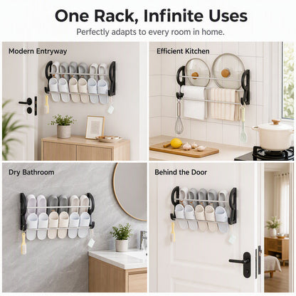 👟50% OFF NOW! Drill‑Free Wall‑Mounted Shoe Rack‑Vertical Space‑Saver Carbon Steel Shoe Organizer, Anti‑Rust No‑Drill Storage Rack for Entryway Bathroom & Closet