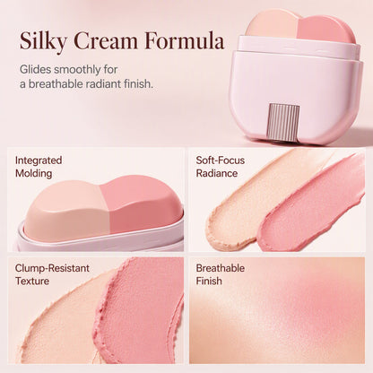 2-in-1 Blush & Highlighter Stick – One-Stroke & Blendable Design, No Patchy Finish