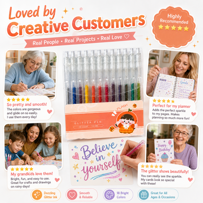 Retractable Glitter Gel Pen Set for Journaling & Drawing